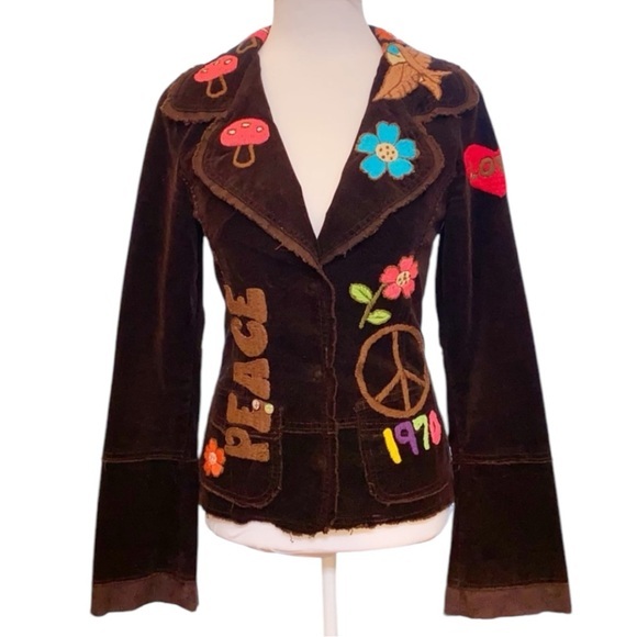 Johnny Was x Joystick 70s Inspired Corduroy Blazer Jacket size Small in Brown - Picture 1 of 6